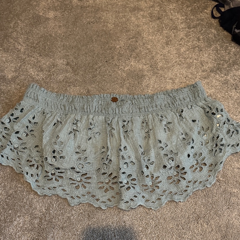 Free People Blue Eyelet Crop Top